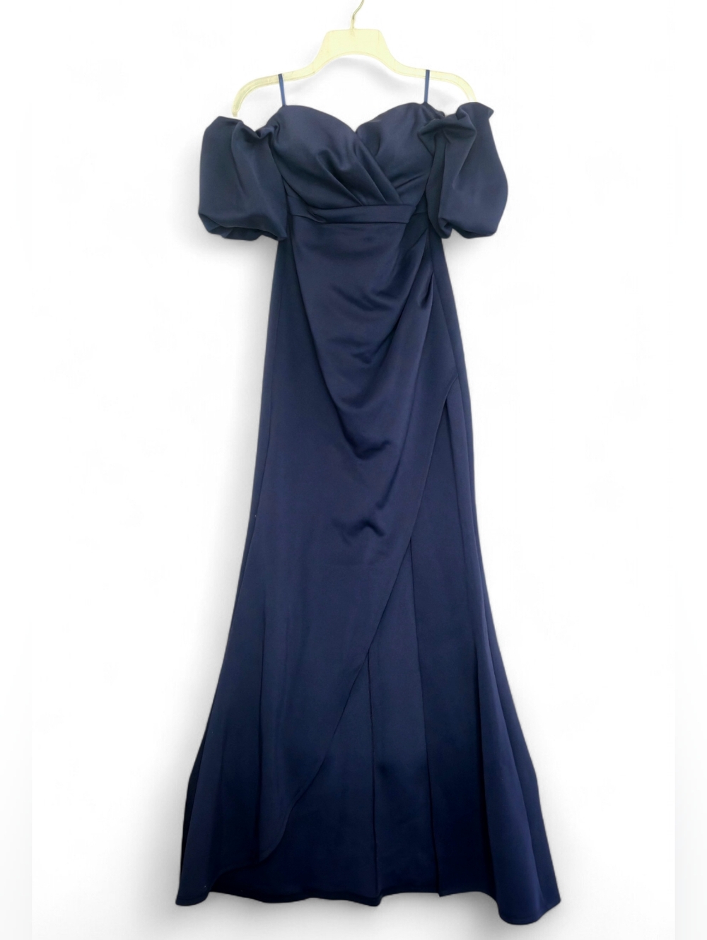 Elegant Navy Off-Shoulder Evening Dress (L)